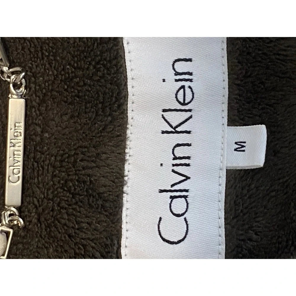 Calvin Klein Jacket Woman Medium White Hooded Goose Down Puffer Full Zip Coat‎